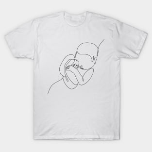 Newborn one  line art. Line drawing baby . Baby sleeping T-Shirt